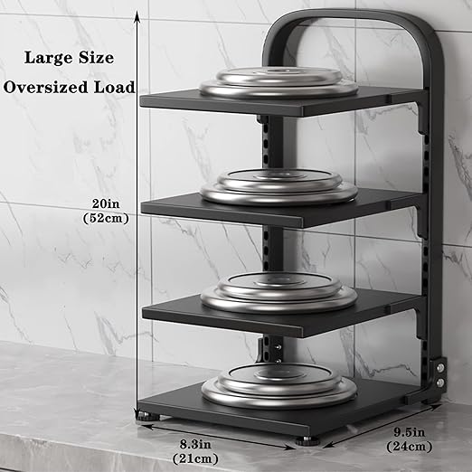 Pot Rack Organizers，4 Tier Adjustable Pot Racks