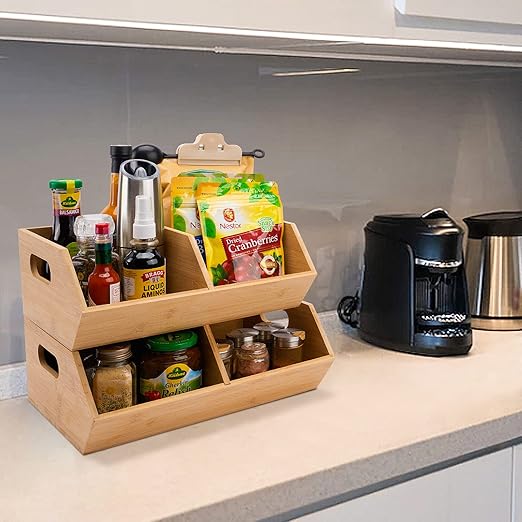 Set Bamboo Storage Bin, Pantry Organization