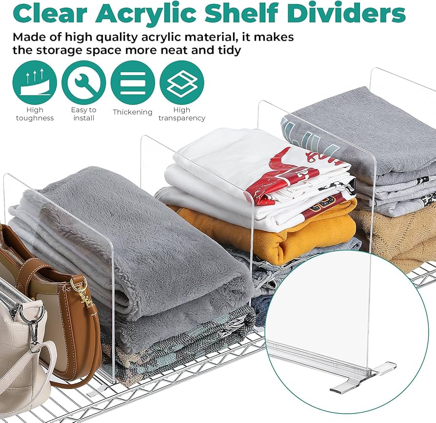 Acrylic Shelf Dividers for Closet Organization