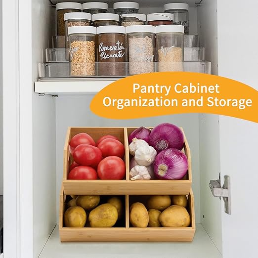 Set Bamboo Storage Bin, Pantry Organization