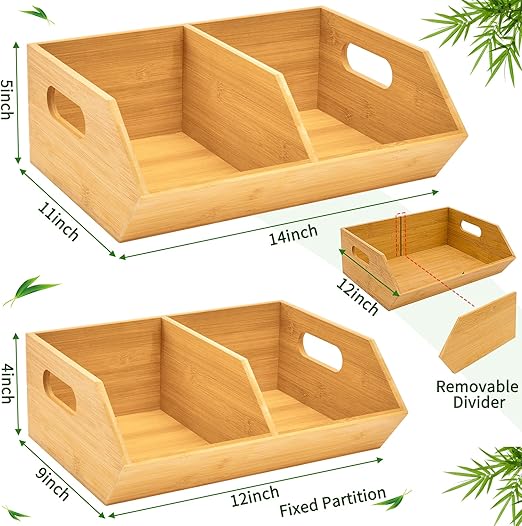 Set Bamboo Storage Bin, Pantry Organization