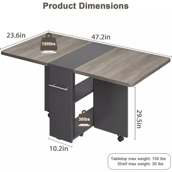 Multi Folding Dining Table - 2-Layer Storage Shelf