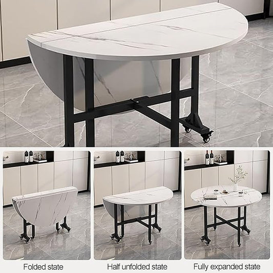 Round Fordable Wood grain Marble Folding Table